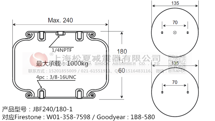 JBF240-180-1橡膠<a href='http://m.haiwai.net.cn/' target='_blank'><u>空氣彈簧</u></a>