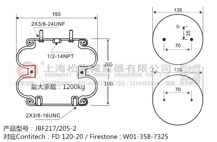 JBF217/205-2橡膠<a href='http://m.haiwai.net.cn/' target='_blank'><u>空氣彈簧</u></a>