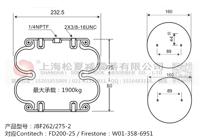 JBF262/275-2橡膠<a href='http://m.haiwai.net.cn/' target='_blank'><u>空氣彈簧</u></a>