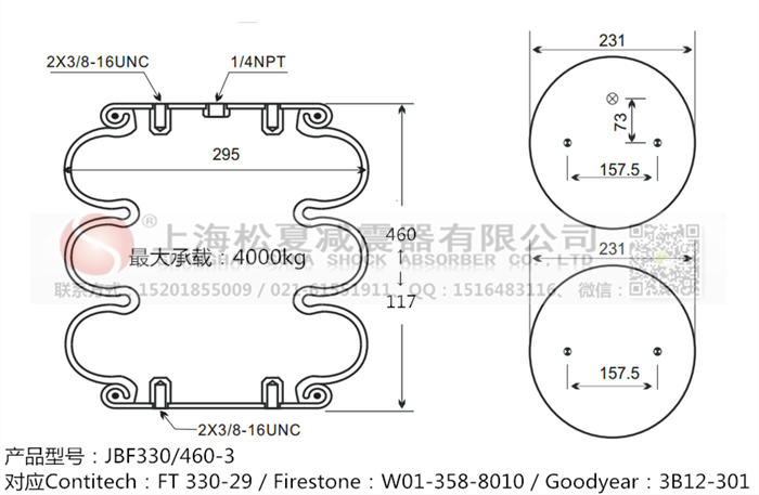 JBF330/460-3橡膠<a href='http://m.haiwai.net.cn/' target='_blank'><u>空氣彈簧</u></a>